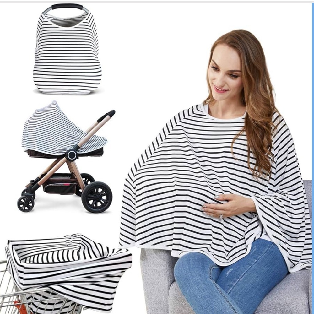 Black and White Striped Multi-Use Cover for Baby, Nursing Cover, Baby Shower